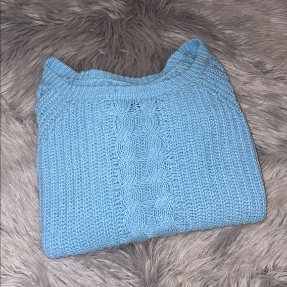 Abercrombie & Fitch Light Blue Cable Knit Sweater Size Small - Picture 7 of 7